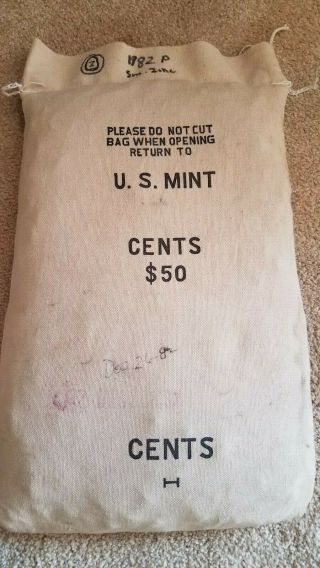 1982 P Small Date Zinc Sewn Bag Of 5000 Lincoln Memorial Cents Bag Rare