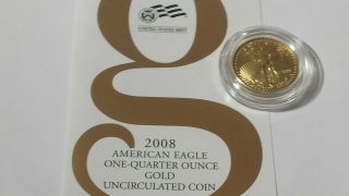 2008 - W Gold Eagle $10 Extremely Rare 1/4 Oz Uncirculated Burnished Key
