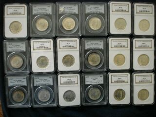 Booker T Washington (btw) Complete 18 Coin Set All Graded Ms65/66.