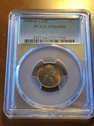 1909 - S Vdb Lincoln Penny 1c Cent - Pcgs Ms64rb