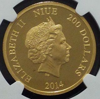 2014 $200 GOLD COIN NIUE DONALD DUCK 80th Anv 1ozt NGC PF70 ULC.  BV.  $3238.  63 4
