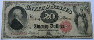 1880 $20 Legal Tender United States Note,  Scarce Large Hamilton Bill (310840h)