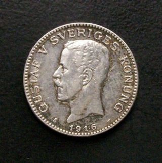 Sweden - - Krona (silver) Km - 786.  1 1916w Vf,