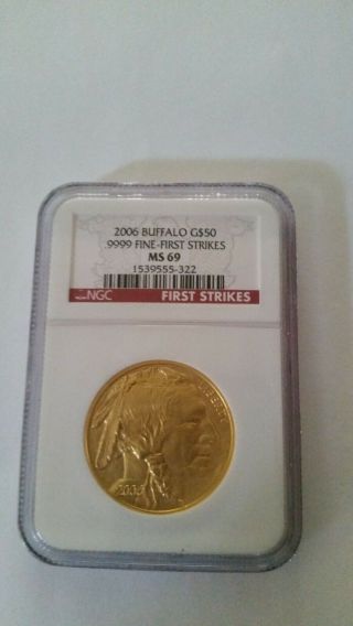 2006 American Gold Buffalo - G$50 - First Strikes - 1oz.  9999 Fine Gold