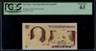 Vietnam 20 Dong 1952 Not Issued Unc Pcgs63