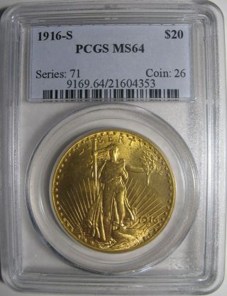 1916 - S $20 Saint Pcgs Ms64