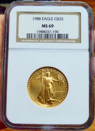 1988 $25 American Gold Eagle Ngc Ms69 - Bmmpp