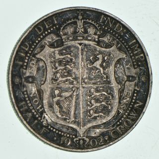 WORLD Coin - 1902 Great Britain 1/2 Crown - World Silver Coin - 14.  1g 770 2