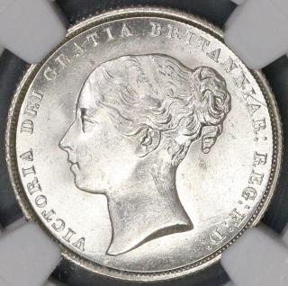1842 Ngc Ms 63 Victoria Shilling Great Britain Silver Coin (17051804d)