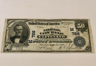 National City Bank Of Cleveland Oh $50 1902 National Currency Banknote Very Rare
