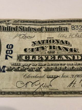 National City Bank of Cleveland OH $50 1902 National Currency Banknote VERY RARE 4