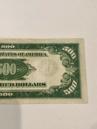 1934 Federal Reserve Note $500 Dollar Bill San Francisco L00068870A - Rare 8