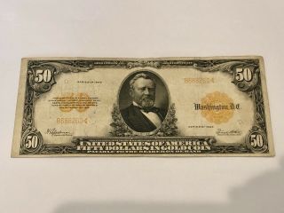 1922 $50 Dollar Gold Certificate B688260 Speelman/white