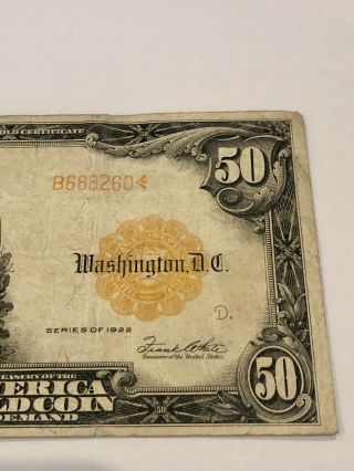 1922 $50 Dollar Gold Certificate B688260 Speelman/White 5