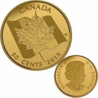 2015 Canada 50 - Cent 1/25th Oz.  Gold Coin - Maple Leaf.  9999 Fine