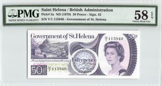 Saint Helena Nd (1979) P - 5a Pmg Choice About Unc 58 Epq 50 Pence