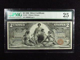1896 $2 U.  S.  Silver Certificate Fr 247 Pmg Vf25 (605)