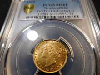 P9 Canada Newfoundland 1888 GOLD $2 D - 3 Dot L&R of NFLD PCGS MS - 61 2