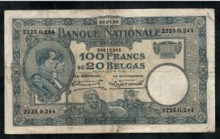 100 Francs From Belgium 1930
