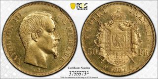 P4 France 1857 - A Gold 50 Francs Gad - 1111 Pcgs Au - 58