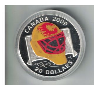 2009 Calgary Flames Goalie Mask $20 Sterling Silver Coin