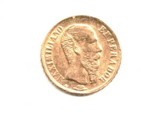 Mexico 1865 Emperor Maximilian Gold Coin 8k Gold