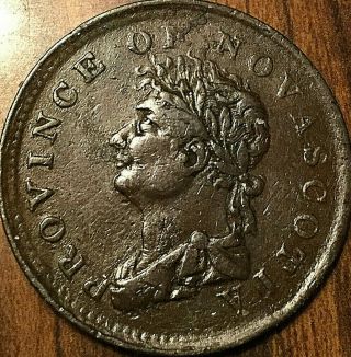1823 Nova Scotia Half Penny Token - No Hyphen - Very Scarce Coin