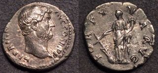 Ancient Roman Coin Hadrian Ar Silver Denarius 117 - 138 Ad Fortuna Ric 244 Ef/xf