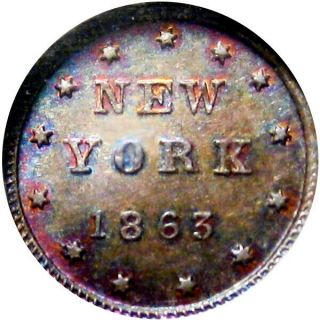 1863 York City Civil War Token Edw Schaaf R5 Ngc Ms64