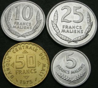 Mali 5,  10,  25,  50 Francs 1961/1975 - 4 Coins - 633 ¤