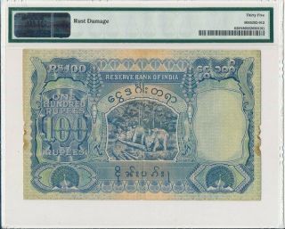 Reserve Bank of India Burma / British Adm.  100 Rupees ND (939) PMG 35NET 2