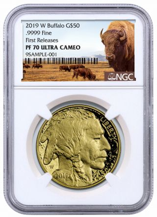 2019w 1 Oz American Gold Buffalo Proof $50 Ngc Pf70 Fr Buffalo Label Sku56085