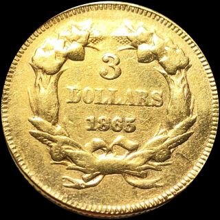 1865 $3 Gold Three Dollar LIGHTLY CIRCULATED Shiny Lustrous Collectible Coin KEY 2