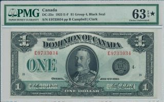 Bank Of Canada Canada $1 1923 Star Destination Pmg 63epq