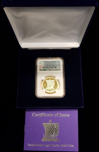1994 Isle Of Man 1 Oz Pr Proof Gold Noble Ngc Pf69 Uc First Year Of Issue W/coa