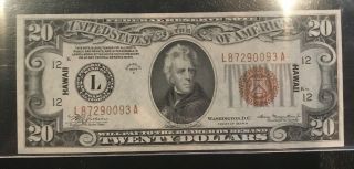 Fr.  2305 1934 - A $20 Twenty Dollars " Hawaii " Frn Federal Reserve Note Gem Unc 66