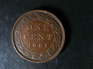 1 Cent 1891 Sd Sl Obv.  2 Canada Large One Penny Coin Queen Victoria C ¢ Vf - 20