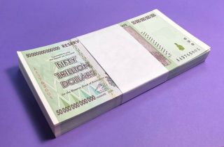 Pack Of (100) Zimbabwe 50 Trillion Dollars Uncirculated Hyperinflation