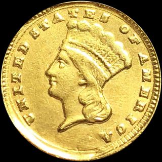 1857 - D $1 Gold Dollar Piece.  About Uncirculated Scarce Dahlonega D