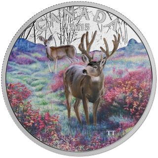 Misty Morning Mule Deer - 2015 Canada $20 Fine Silver Coin