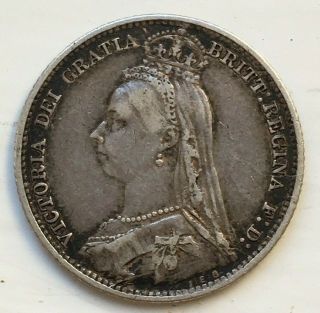 1890 Great Britain Sixpence Jubilee Head Queen Victoria Silver