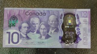 Canadian $10 Dollar Bank Note Polymer Bill Cdc8643705 Circulated 2017 Canada