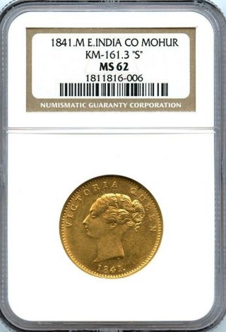 Victoria Queen 1841 One Mohur Certified Gold Coin