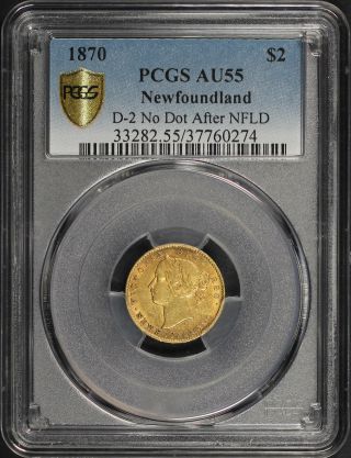 1870 Newfoundland Gold $2 D - 2 No Dot After Nfld Pcgs Au - 55 - 178575