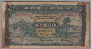 561 - 0011 Trinidad & Tobago | Government,  1 Dollar,  1939,  P 5b,  F - Vf