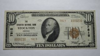 $10 1929 Stockton Kansas Ks National Currency Bank Note Bill Ch.  7815 Fine