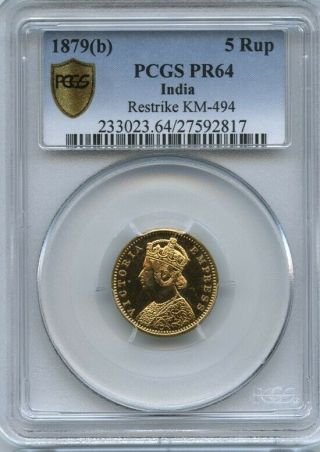 Victoria Empress Five Rupees 1879 Graded Scarce Gold Coin