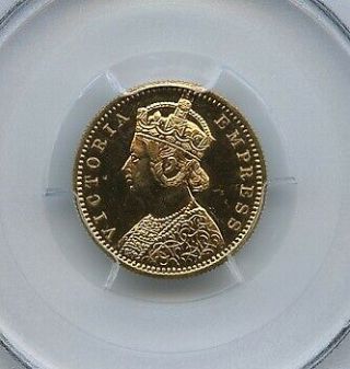Victoria Empress Five Rupees 1879 Graded Scarce Gold Coin 3