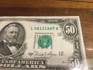 1981 $50.  00 Error Note,  Rare Type Set US Currency.  one of a kind. 3
