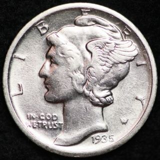 Uncirculated 1935 D Mercury Silver Dime